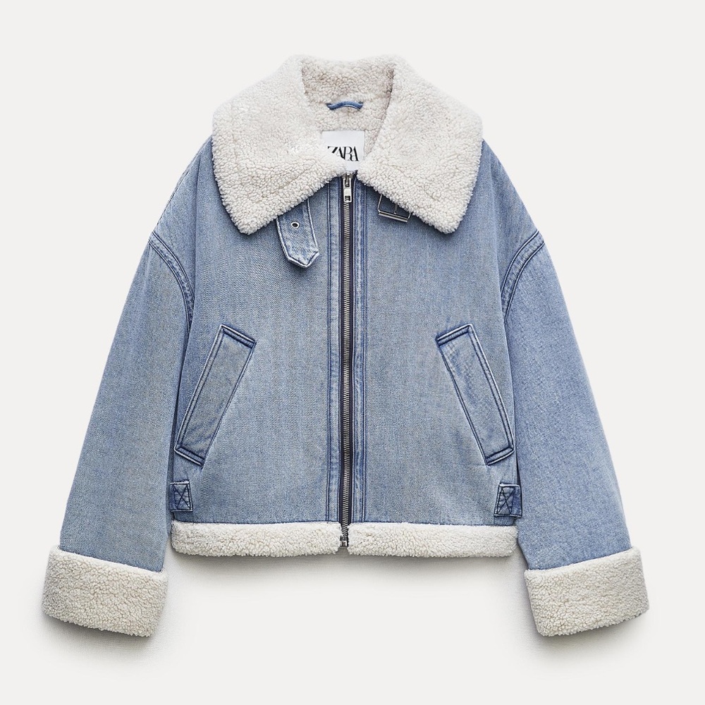 Zara faux shearling biker jacket ZW collection